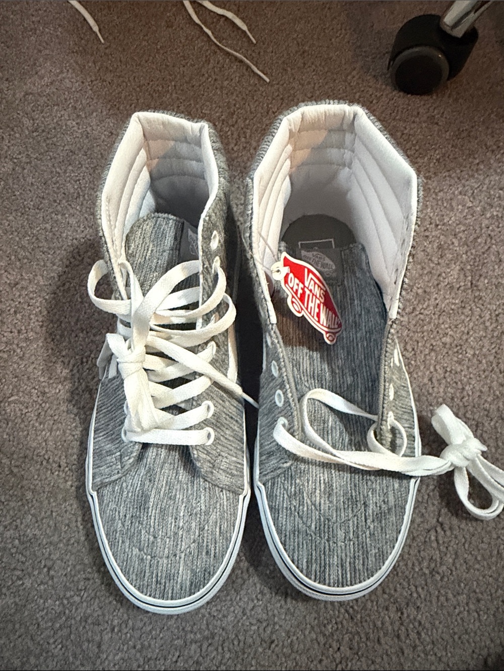 Vans Kids High-Top Sneakers in Heather Gray with White Trim
